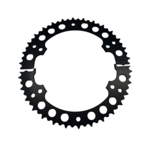 A 4-Spoke Precision Sprocket Gears in black, featuring multiple holes and notches, and a gap on the left side.