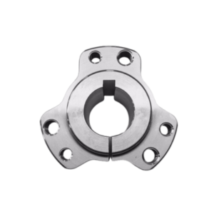 The 1" ID Dual Mount Rear Wheel Hub, a metal flanged shaft collar featuring a circular central hole and five surrounding mounting holes, is commonly used in mechanical assemblies to secure components to a shaft.