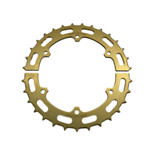 The Skip Tooth Sprockets feature a gold-colored metal ring with evenly spaced teeth and multiple small holes around both the inner and outer edges.