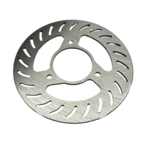 A Rotor - Enginetic 1/8" x 6" circular brake disc, made from steel, featuring a central hole and multiple curved slots designed for cooling and enhanced performance.