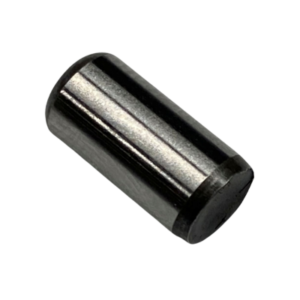 A Caster L Block Dowel Pin with a smooth, polished surface, lying against a plain white background.