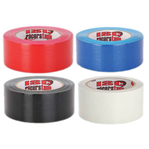 Four rolls of Race Tape in red, blue, black, and white, arranged in a 2x2 grid.