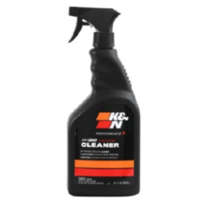 A black spray bottle labeled "K&N Power Kleen Air Filter Cleaner" with red and orange accents.