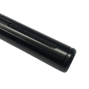 Close-up of a black Thin Wall Chromoly Steel 1 1/4" Axle with a narrow rectangular slot, featuring a Black Oxide Finish.