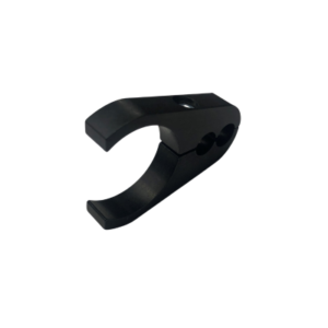 Brake Line Clamp - 1" Rail, a black, U-shaped metal clamp with three visible holes and a screw on top.