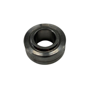 The Caster L Bracket Spherical Bearing 1/2" is a metal component with a cylindrical shape, encompassing an inner and outer ring separated by a groove.