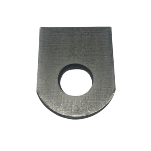 Product: Tie Link Tab with a 3/8" Hole - features a rectangular metal plate with a semicircular bottom and a circular hole near the center.