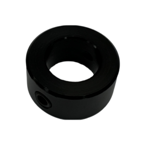 A 5/8" Locking Collar made from black metal featuring a cylindrical shape with a central hole and a side screw.