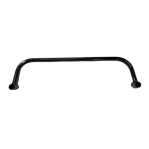 The product pictured against a white background is the Rear Bumper - Axiom, featuring a black metal handle with a curved shape and two mounting ends.