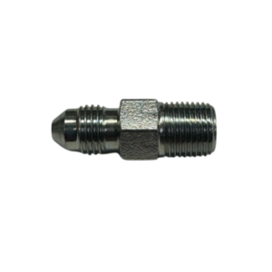 An AN Fitting for Braided Brake Lines featuring a hexagonal middle section and threaded ends.