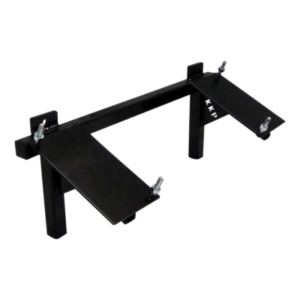 The KKP Motor Rack - Horizontal is a black metal bracket with adjustable plates and screws, designed for mounting or holding objects in place.