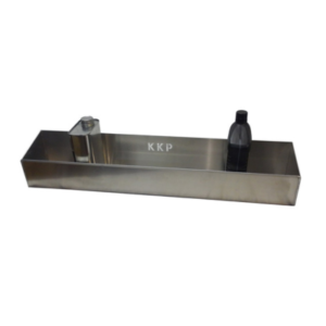 A KKP Can Rack - 12 Quart stainless steel container holding a bottle and a small cylindrical object inside, with "KKP" inscribed on it.