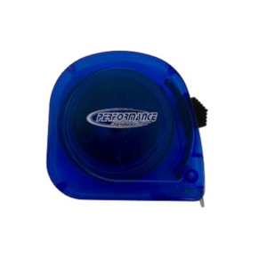 A blue, translucent Stagger Tape measure with the word "Performance" printed on it.