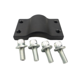 Seat Strut - Aluminum Bottom w Hardware includes a black metal bracket featuring four threaded holes, and comes with four silver hexagonal-head bolts.