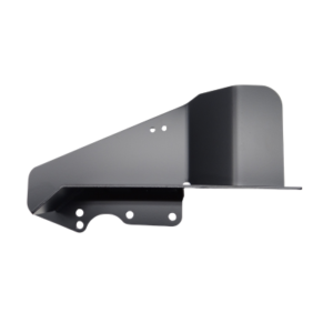 The Clone & Predator - Short Aluminum Chain Guard is a dark gray, geometric metal bracket featuring multiple mounting holes and a right-angled section.