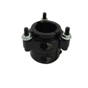 Pro Ultralite Wheel Hub - Rear Double-Locking 1/4", featuring a black metal clamp with two bolt-fastened hinges and three threaded studs with nuts, shown against a white background.