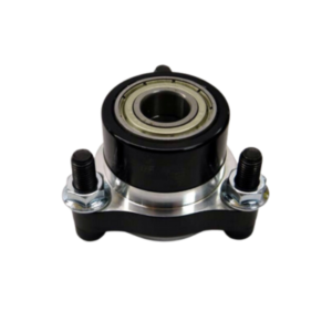 A Pro Ultralite Wheel Hub - Front 5/16", featuring a cylindrical metal bearing mounted on a black and silver base with two bolts extending outward from either side.