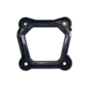 The Gasket - Clone Rubber Valve Cover: a black gasket featuring a square shape with rounded corners and four bolt holes, specifically designed for sealing mechanical components.