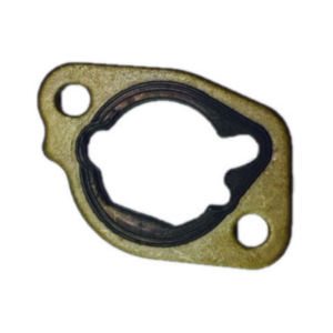 The Gasket - Clone Airbox to Carb is a metal gasket featuring two bolt holes and a central opening, engineered for use in machinery or automotive applications.