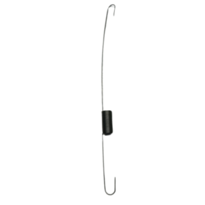 The Clone Throttle Return Spring is a steel wire tool featuring a coiled black handle in the center and hooks at both ends.