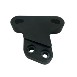 The Caliper Bracket - Left Side 6" Engenetic Rotors - Elevate, Xpect & Pursuit is a black metal component with two holes on each end, designed for connecting or supporting components.