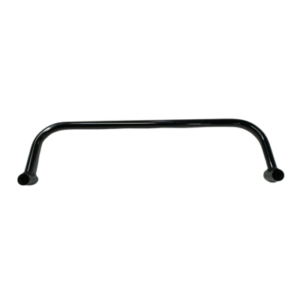 A black metal Rear Bumper - SP-7 Chassis with two curved ends facing upwards, typically used for gripping.