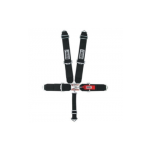 A set of Crow 2" 5 Point Seat Belts, featuring five black straps with metal buckles and "G-FORCE" branding, arranged flat on a white background.