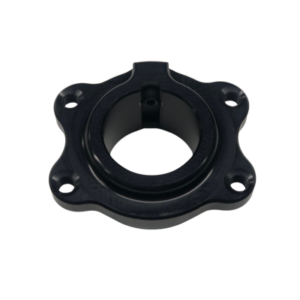 A black 4-Spoke Mini Precision Sprocket Hub with four bolt holes.