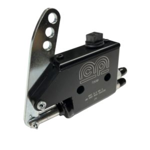 A black and silver MCP Master Cylinder for Mini-Lite Caliper with a mounting bracket and multiple connection points, featuring a logo and model number "7505" on its surface.