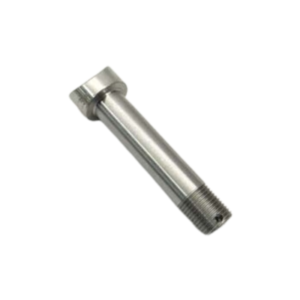 A Left Straight Spindle Axle Option featuring a cylindrical shaft, flat top, and threaded end.