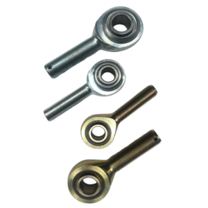 Four Rod End Options of varying sizes, arranged parallel to each other with threaded ends facing left.