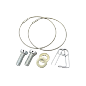 A Drilled Caster Block Bolt Kit (3/8") containing two steel cables, two bolts, two washers, and two metal clips.