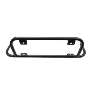 The Nerf Bar - Left Side Tall Nerf Bar for Champ is a black metal accessory designed to protect your vehicle's front end, featuring mounting brackets and a simple, tubular construction.