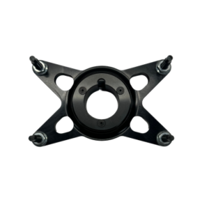 4-Spoke Precision Sprocket Hub - Floating with four mounting points and a central circular opening, ideal for mechanical or industrial applications.