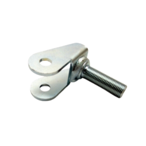 A Threaded Yoke Assembly featuring a threaded bolt and a dual-holed flat bracket.