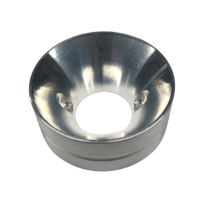 The Tillotson 314 Filter Adapter is a reflective metallic ring with a conical inner shape and a circular opening at its center.