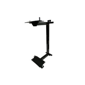 A KKP Motor Rack - Vertical, a black metal adjustable stand with a sturdy base, upright support, and an angled platform at the top.