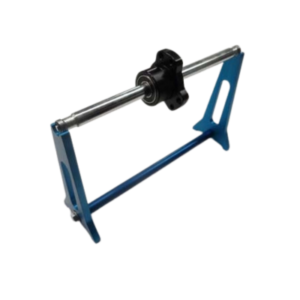 Blue and silver Wheel Balancer Kit - 5/8" with a central axle and free-spinning black hub mount.